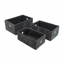 Image of JVL Metro Set of 3 Rectangular Storage Baskets – Home Organizer, Storage - Black