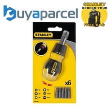 Image of Stanley STA066358 Ratcheting Stubby Screwdriver Bit Set Phillips / Pozi 0-66-358