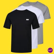 Image of DKNY Men's Giants T-Shirt, Cotton, Black/White/Grey, Pack of 3, UK M | EU 48