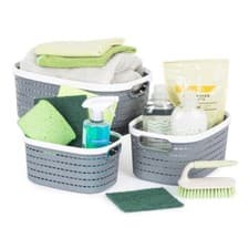 Image of Ulana Plastic Storage Basket, Kitchen and Bathroom Home Organiser - Set of 3