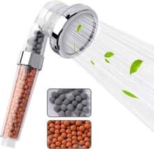 Image of Shower Head Water Saving Ionic High Pressure Filtration Beads Adjustable 3 Modes