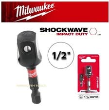 Image of Milwaukee Shockwave Socket Adapter Hex 1/4" in to 1/2" in Square Impact Duty Nut