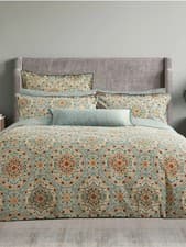 Image of Bedeck of Belfast Addison Double Duvet Cover Set Gold Teal RRP£85