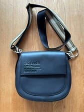 Image of Ted Baker Shoulder Saddle Bag Black Leather Detachable Strap Top Handle BNWOT