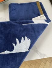 Image of Scion Mr Fox Bath Towel Colin Crane Navy Honey Denim Cotton 70x130cm Reversible