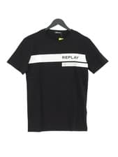 Image of Replay Men's T-Shirt S Black Graphic 100% Cotton Basic New with tags