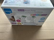 Image of MAM 2-in-1 Double Electric Breast Pump White/Green Portable New