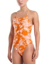 Image of Nike Hydrastrong Multi Print Cutout Swimsuit - Bright Ceramic
