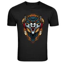 Image of Fierce Panther Samurai Mask Graphic T-Shirt Japanese Style Warrior Cat Tee