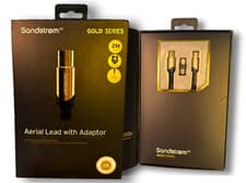 Image of Sandstrom AV Gold Series 2m TV Aerial Lead + Adapter | Gold-Plated Cable, New