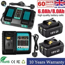Image of 6.0Ah 8.0Ah Charger For Makita 18V Battery Li-Ion BL1860 BL1830 BL1850 BL1840
