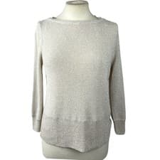 Image of Mint Velvet Jumper Women's Medium Grey/Beige Cotton Blend Sparkle Knit