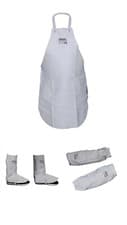 Image of White Leather Welders / Welding Blacksmith / Carpenters Apron, Sleeves & Gaitors