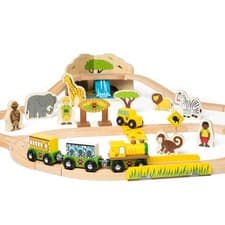 Image of Bigjigs Rail Wooden Safari Train Track Play Set with Accessories Compatible