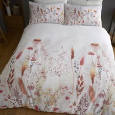 Image of Meadow Floral Flower Duvet Quilt Cover & Pillow Case Bedding Set White Multi