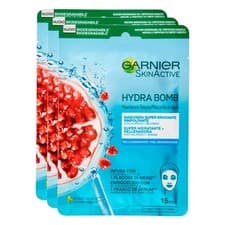 Image of Garnier Skin Active Moisture Sheet Mask Hyaluronic Acid Pomegranate X3 Packets