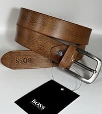 Image of HUGO BOSS Mens Genuine Leather Tan Brown Belt