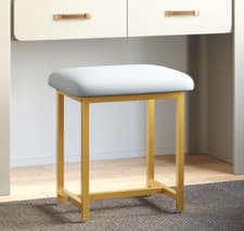 Image of Mondeer Velvet Dressing Table Stool Grey Blue Vanity Seat with Metal Legs