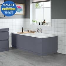 Image of Modern Bathroom 1700 Front & 750 End Bath Panel Pack 18mm MDF Grey Gloss Plinth