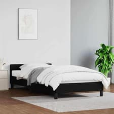 Image of Bed Frame without Mattress Black 90x190cm Single Faux Leather