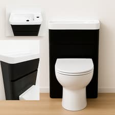 Image of Black Fluted 500mm Toilet & Basin Unit Space Saving WC Combination