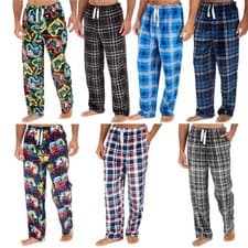 Image of Mens Fleece Pyjama Bottoms Lounge Pants PJs Gaming Check Size S-XXL