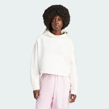 Image of adidas Originals Womens Loose Fit Neuclassics Hoodie - White/Pink - (RRP £65)