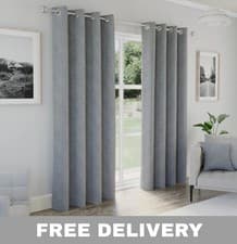 Image of Enhanced Living Austin Eyelet Textured 100% Blackout Pair of Curtains - Thermal