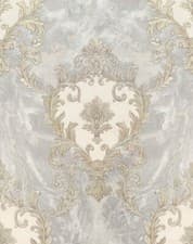 Image of RASCH SIENNA DAMASK GREY VASARI METALLIC ITALIAN LUXURY VINYL WALLPAPER 534351