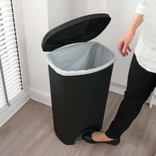 Image of 50L Pedal Bin Black Pedal Operated Bin with Easy Open Lid for Home Kitchen Offic