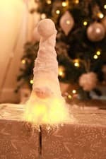 Image of Christmas Gonk White Light Up Decoration Xmas Plush Nordic Santa Gnome LED 26cm