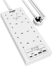 Image of Extension Lead with USB Slots 8 Way Socket Surge Protection Se Ukase
