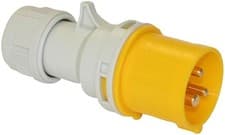 Image of PCE - 32A, 110V, Cable Mount CEE Plug, 2P+E, Yellow, IP44