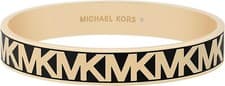 Image of MICHAEL KORS POLISHED GOLD TONE,BLACK LOGO 'MK' HINGE BANGLE BRACELET MKJ8110