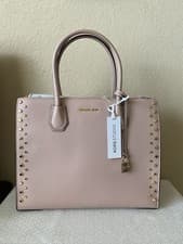 Image of Michael Michael Kors Large Mercer Stud Grommet Leather Tote Bag Ballet