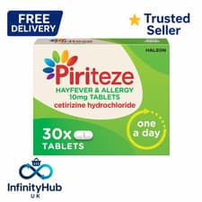 Image of Piriteze 10mg Allergy Tablets 30s – Cetirizine Hydrochloride | 1/3/5 | ORIGINAL