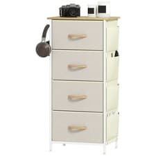 Image of HOMCOM Fabric Chest of Drawers, 4 Drawer Dresser for Bedroom, Beige