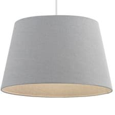Image of 10" Inch Round Tapered Drum Lamp Shade Grey Linen Fabric Cover Simple Elegant