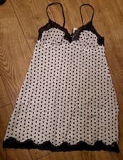 Image of Boux Avenue Ladies Chemise Nightwear Size 14 Bnwt White & Black Spots Bnwt