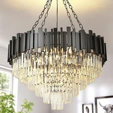 Image of Modern Crystal Chandelier Black Pendant Light, ✅READ DESCRIPTION✅