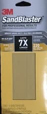 Image of Pack Of 2 3M Sandpaper SandBlaster 220 Grit Sheets. 5 Sheets Per Pack.