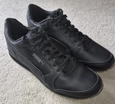 Image of PUMA St Runner V3 Leather Black Gum UK Size 11 Mens Trainers Brand New