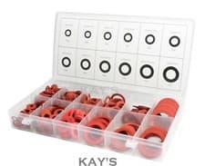 Image of RED FIBRE WASHERS ASSORTED SET 600 PIECES SEALING WASHER MIXED SIZES KIT IN CASE