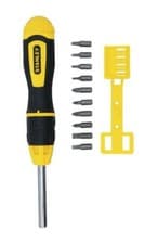 Image of STANLEY 10 Piece Ratchet/Ratcheting Screwdriver With 1/4" Holder/Bits STA068010