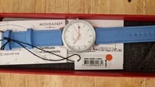Image of Mondaine Classic Quartz White Dial Textile Bracelet Watch. RRP £249.00