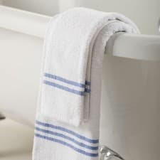 Image of White Hotel Spa Gym Quality Leisure Hand, Bath Towel & Bath Sheet Blue Bars