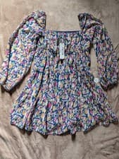 Image of Chi Chi London Curve BNWT Ruched Long Sleeve Abstract Print Dress Size 16