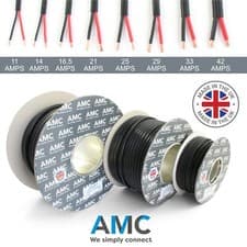 Image of TWIN 2 Core PVC Cable 12v 24v Thin Wall Wire Automotive Red Black FLAT Profile 