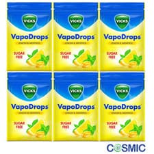 Image of 6 X Vicks Vapo Drops Lemon & Menthol Lozenges with Eucalyptus oil Sugar Free 72g