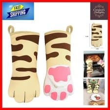 Image of Cute Cat Paw Oven Mitts Heat Resistant Baking Cooking Gloves 1 Pair